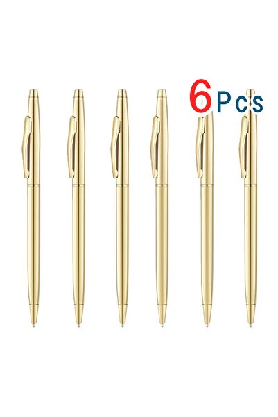 Choice 6 Pcs Golden Slim Metallic Retractable Ballpoint Pens Slim Ballpoint P...