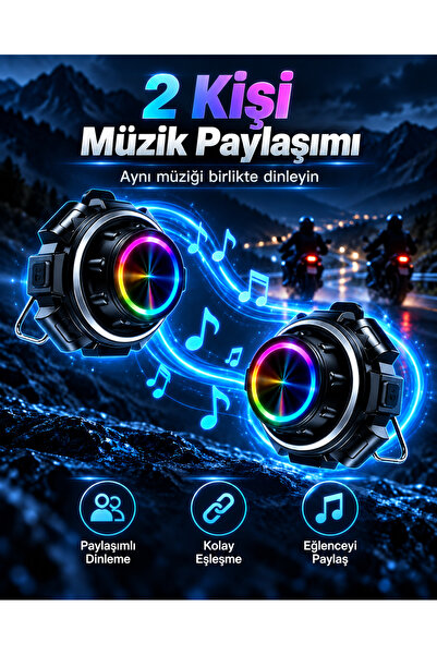 EN SİGA İki bağlantılı Motosiklet Kask İnterkomu Bluetooth 6.0 RGB Işıklı IP65 600 mAh 2'li Bağlantı