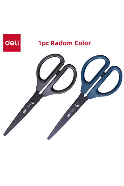 Deli 1pc Random Color Black Blade Scissors 170mm - Ultra Sharp Non-Sticky for...