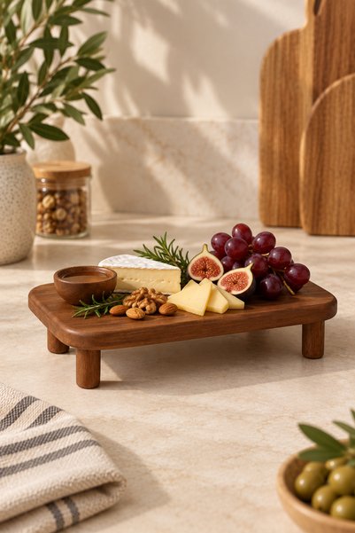 KaiHome Natural Wooden Stand Presentation Stand / Presentation Plate Dark
