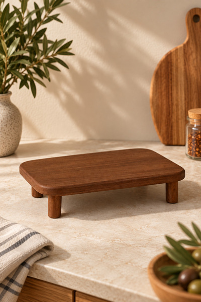 KaiHome Natural Wooden Stand Presentation Stand / Presentation Plate Dark