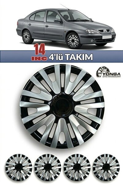 YONGA OTO AKSESUAR RENAULT MEGANE 1 14 İnç Jant Kapağı 4'lü Set Siyah Gümüş +...