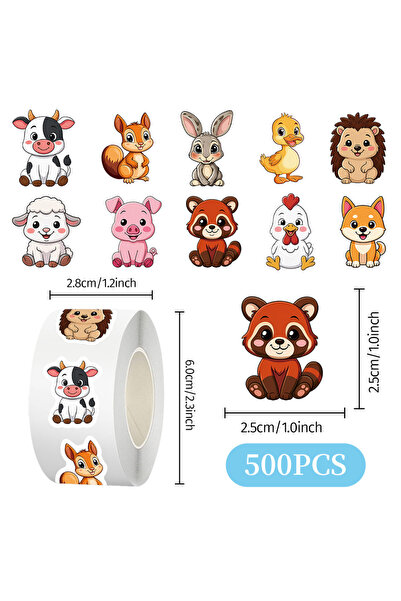 Choice 1RollA (500pcs) 500-1500pcs Adorable Animal Stickers Jungle Farm Ocean...