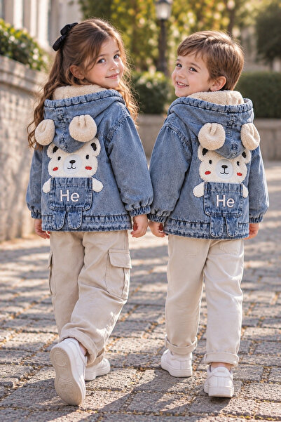 ELAFOR Children's Denim Jacket Denim Coat with Welsoft Fleece Interior, Fur-T...