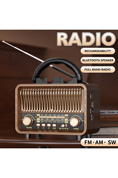 Choice Brown Retro Wireless Radio Portable AM/FM/SW with USB Rechargeable Bat...