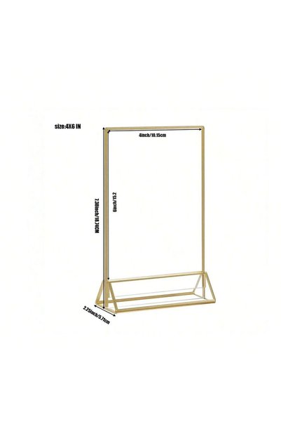 Choice1 4pcs Clear Gold Clear Acrylic Sign Holder Gold Borders and Vertical S...