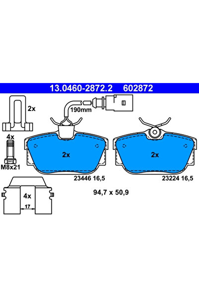 Ate Brake Pad Set, disc brake 13.0460-2872.2