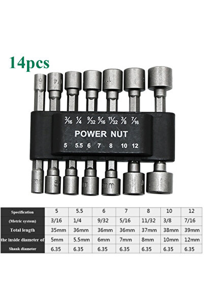 Choice GZ183-14pcs 9/14/23pcs/set 5mm-13mm Hex SocketS Sleeve Nozzles Nut Dri...