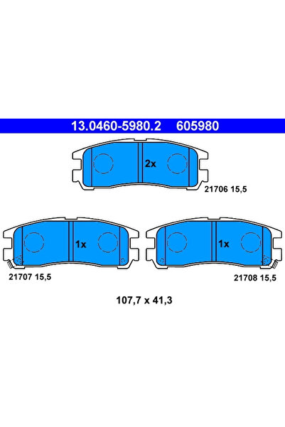 Ate Σετ τακάκια φρένων, δισκόφρενα 13.0460-5980.2 Chrysler Sebring Mitsubishi...