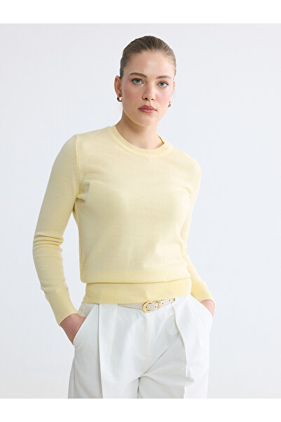 LC Waikiki Lcw Comfort Yellow Knitwear Plain Sweater with Nevavm Difference