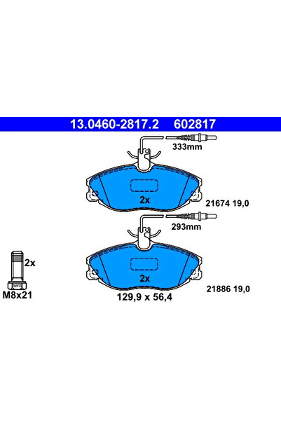 Ate Σετ τακάκια, Δισκόφρενα 13.0460-2817.2 Citron Xsara/Xsara Break/Xsara Cou...