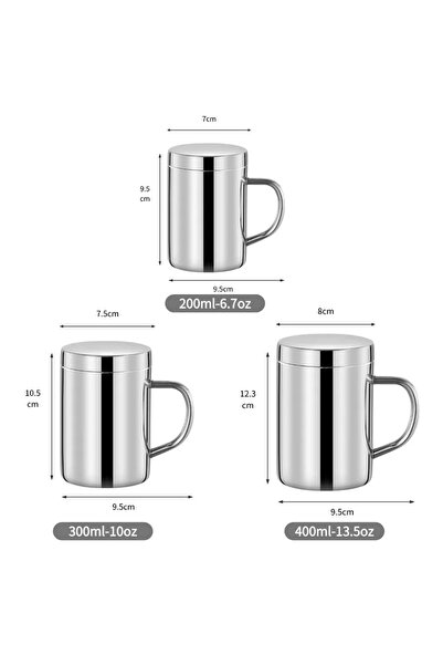 Choice 300ml Silver 200-400ml Stainless Steel Coffee Double Walled Mugs with ...