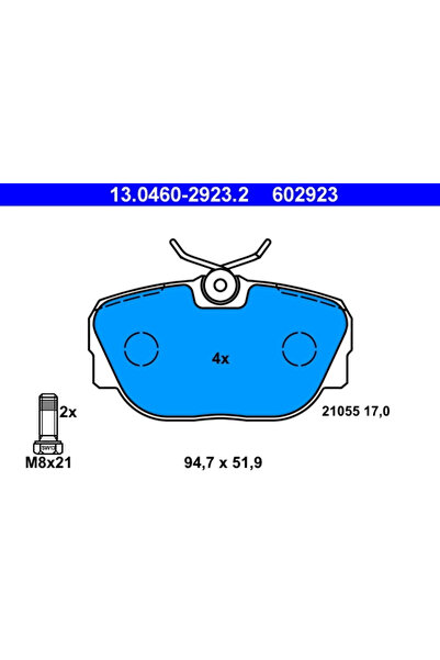 Ate Комплект спирачни накладки, дискова спирачка 13.0460-2923.2