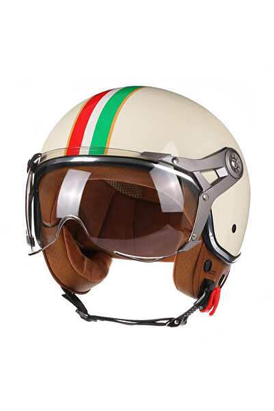 Choice XL 288 white green DOT 3/4 Open Face Motorcycle Retro Motorbike Helmet...