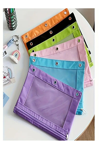 Choice multicolor 6 Color Rainbow Oxford 3 Hole Binder Pouch File Receipt Org...