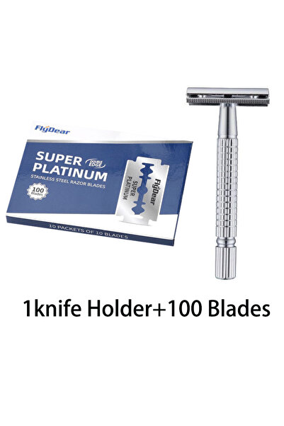 Choice3 1Holder and100Blades Razor Stainless Steel Double-Blade Razor Old-Fas...