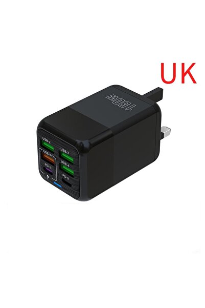Choice شاحن حائطي أسود 150 وات 6 منافذ PD QC3.0 USB C محطة شحن فائقة السرعة ل...