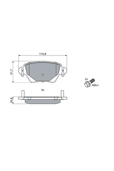 Bosch Σετ τακάκια φρένων, δισκόφρενο 0986424671 Renault Kangoo/Kangoo Express