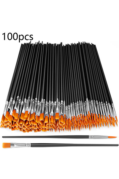 Choice3 100Mix Flat And Round Paint Brushes Set,Pointed Flat Nylon Hair Brush...