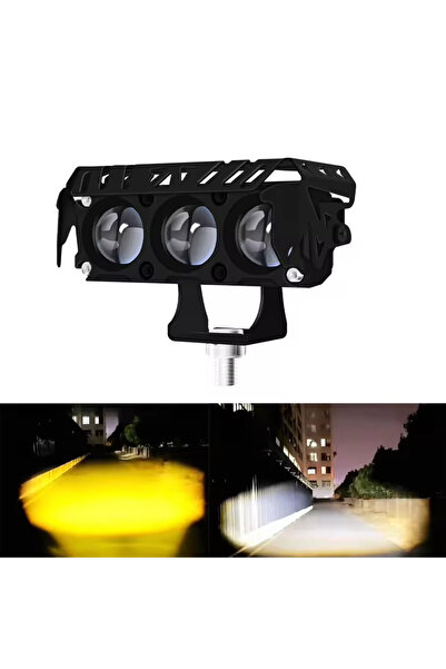 choice2 مصابيح ضباب LED ثنائية اللون (أبيض وأصفر) للدراجات النارية، شعاع عالي...
