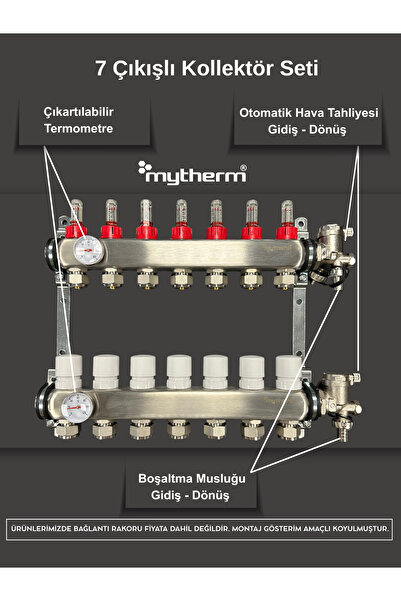 mytherm 7'li Yerden Isıtma Kollektör Seti Debimetreli Paslanmaz