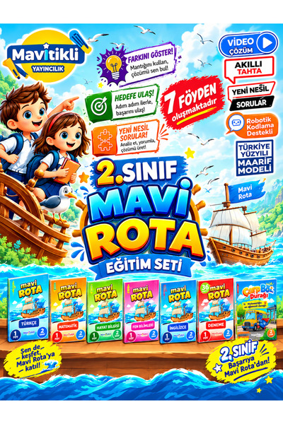 Mavitikli Yayıncılık 2.SINIF TÜM DERSLER SET MAVİ ROTA YENİ BASKI MAARİF MODE...