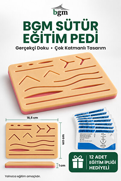 bgm Dikiş Eğitim Pedi 12 Adet İplik Hediyeli Silikon Dikiş Eğitim Pedi
