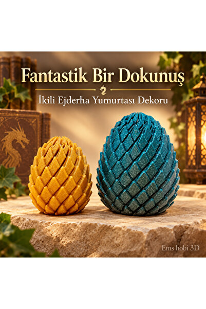 Ems 3D Baskı Ejderha Yumurtası Figürü – Fantastik Dekoratif Koleksiyon Objesi