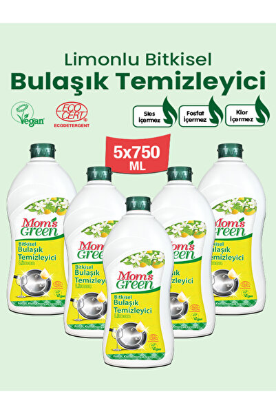 Mom's Green 5'li Set - 750 ml Bitkisel Elde Bulaşık Temizleyici- Limonlu (750...
