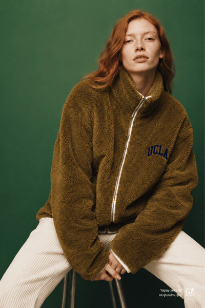UCLA YUNA Koyu Yeşil Polar Standard Fit Kadın Ceket