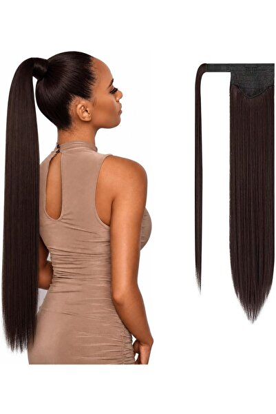 Estelle Long Straight Ponytail Extension Wrap Around Off Black Synthetic Hair...