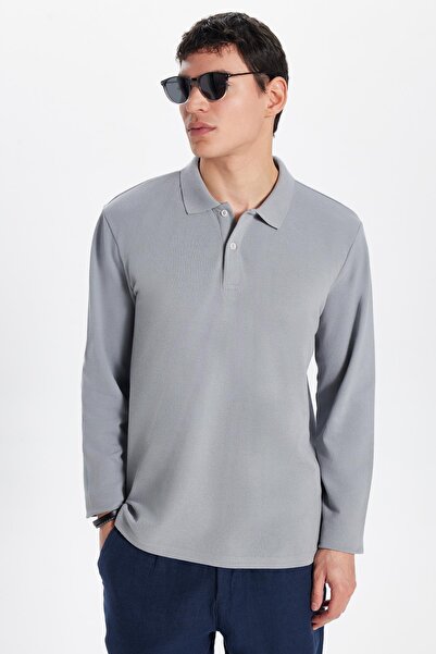Tudors Men's Standard Fit Relaxed Fit Cotton Soft Texture Solid Pique Long Sl...