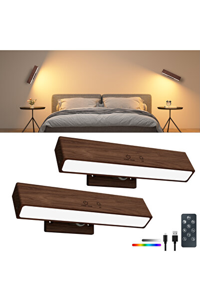 Choice 0-5W Black Walnut 2 Pack Battery Operated RGBCW Solid Natural Wood Wal...