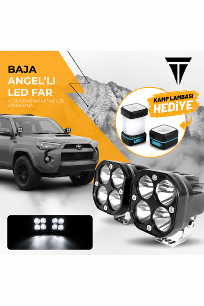 C9 E-Mark- Tip Onaylı Beyaz 4 Led Baja Motosiklet Sis Far Takımı (Akordeon Ka...