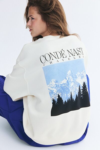 H&M Baskılı Oversize Sweatshirt