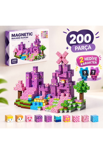 acces Minecraft Tarzı Manyetik Bloklar - 200 Parça Büyük Boy Eğitici Oyuncak ...