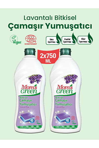Mom's Green 2'li Set- Bitkisel Çamaşır Yumuşatıcı Lavantalı (750 ml x 2 Adet)...