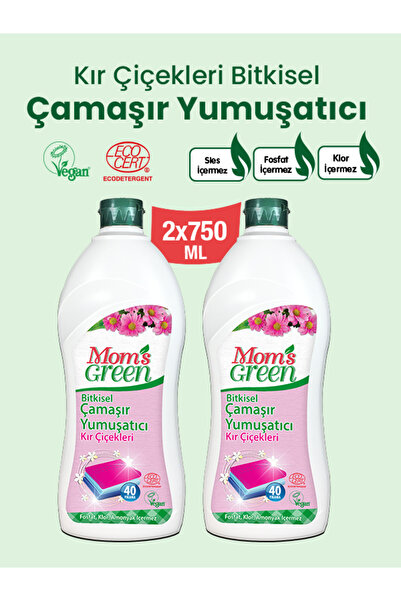 Mom's Green 2'li Set-Bitkisel Çamaşır Yumuşatıcı Kır Çiçekleri (750 ml x 2 Ad...