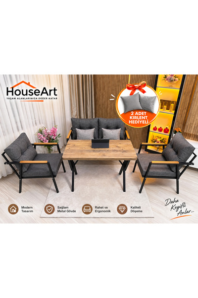 HouseART Balkon ,Bahçe , Teras , Cafe ,Salon , Metal Kanepe , Metal Kanepe Ko...