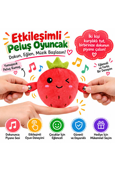 Genel Markalar Etkileşimli Sesli Peluş Meyve Oyuncak Dokunmatik Çilek