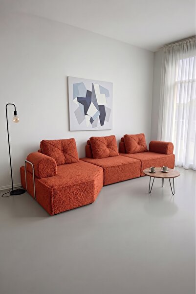 BRANNA HOME Tamamen Sünger Köşe Koltuk 28 Dansite Yumuşak L Koltuk Lüks Moder...