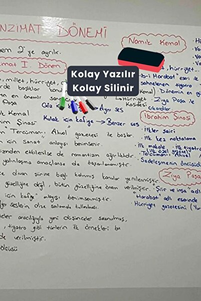 Pi Papers 5 Adet 60x100 Cm Beyaz, Kendiliğinden Tutunan, Statik Yapışkansız Sihirli Akıllı Kağıt Yazı Tahtası