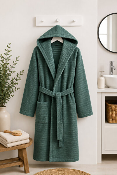 Elovias Doğa Kapüşonlu Unisex Bornoz | 330 GSM Yumuşak Dokulu Banyo Bornozu, ...
