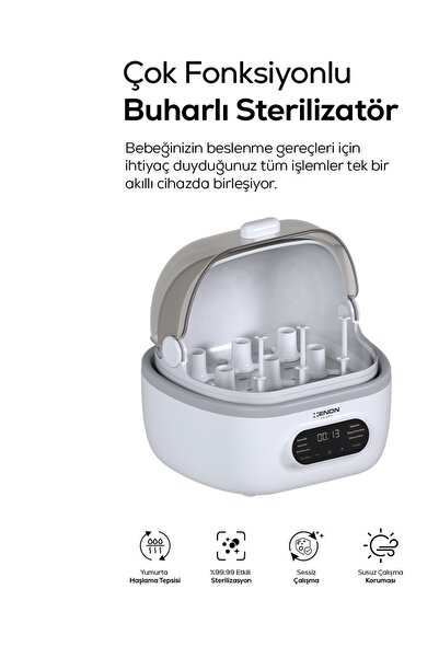 Xenon Smart Biberon Sterilizatörü | Buharlı, Kurutucu, Mama Isıtıcı, Mobil Kontrol, Akıllı (X1001)