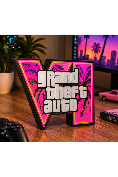 3Doruk GTA 6 Temalı Neon LED Dekoratif Masaüstü Objesi