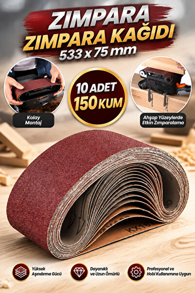 NZB Sonsuz Bant 150 Kum Tank Palet Zımpara Kağıdı 75 x 533 mm (10 ADET)