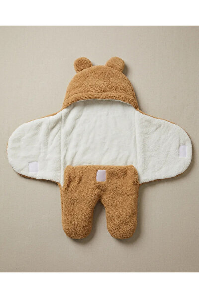 EFEYOO unisex 0-12 Ay İçi Elyaflı Peluş Welsoft Kulaklı krem Dış Bebek Kundak...