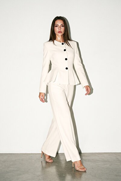 Setre Cream Pile Detailed Buttoned Jacket