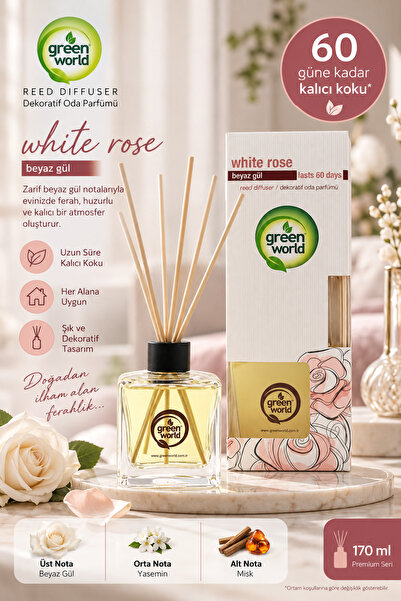 Green World BAMBU ÇUBUKLU 170 ML ODA KOKUSU BEYAZ GÜL