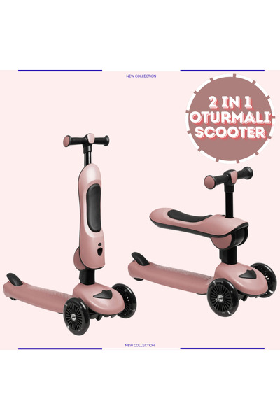 Casual 3 Tekerlekli Işıklı Katlanabilir Oturaklı Scooter